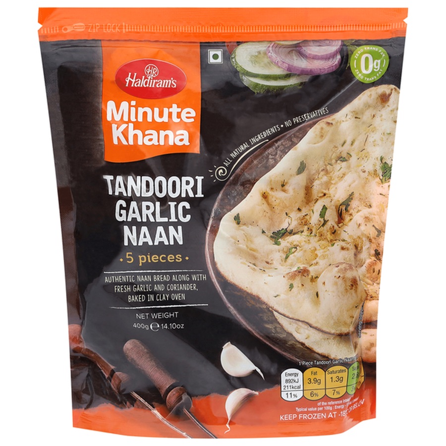 Tandoori Garlic Naan, Frozen (Haldiram's)